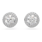 Constella stud earrings, Round cut, Pavé, White, Rhodium plated