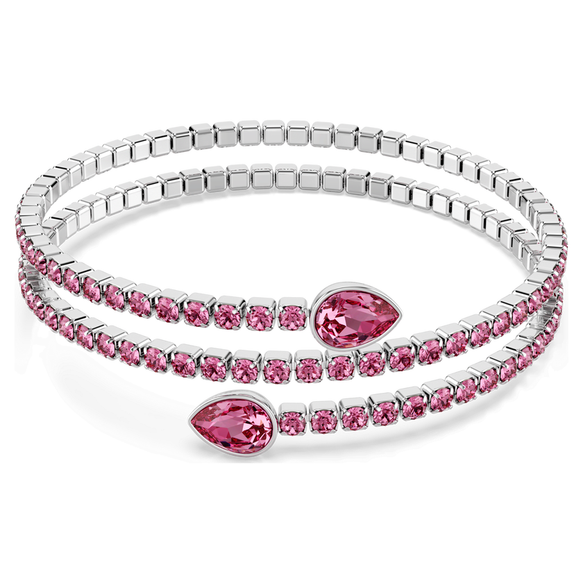 swarovski twisty cuff  mixed cuts  pink  rhodium plated