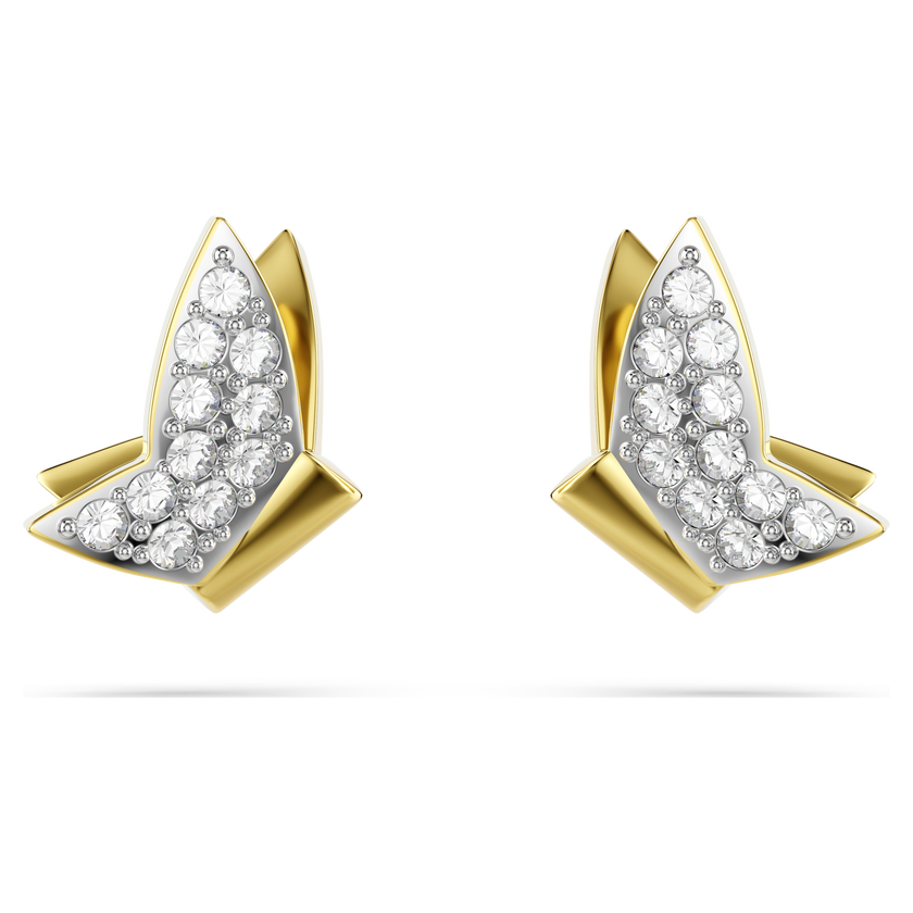 swarovski idyllia lilia stud earrings  butterfly  white  gold tone plated