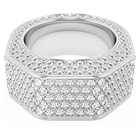 Dextera ring, Octagon shape, Pavé, White, Rhodium plated