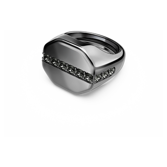swarovski dextera octagon ring octagon shape round cut black ruthenium plated