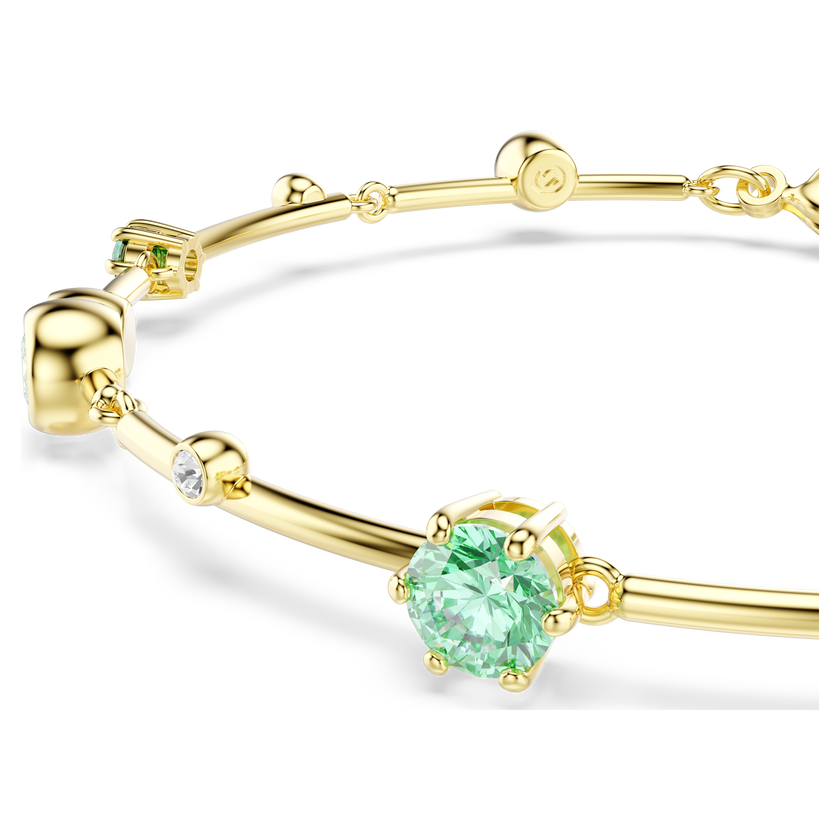 swarovski constella bracelet  mixed cuts  green  gold tone plated
