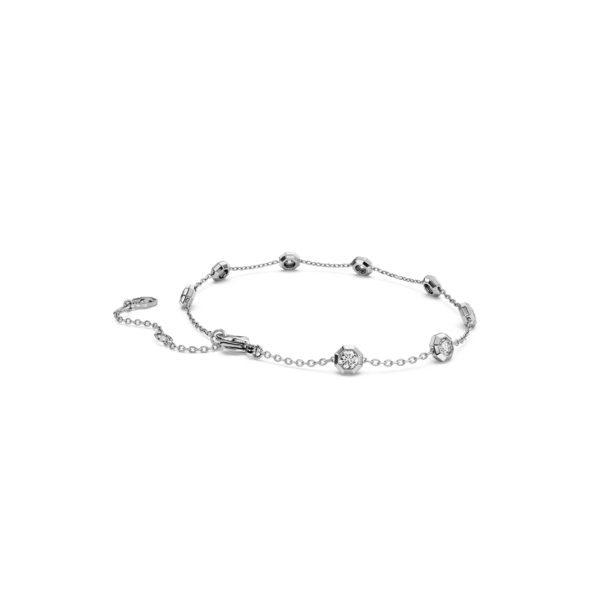 swarovski octagon bracelet  lab grown diamonds 0 8 ct tw  round shape  sterling silver