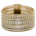 Fit Wide Bracelet, White, Gold-tone plated