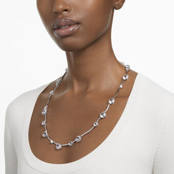 swarovski constella necklace  mixed round cuts  white  rhodium plated