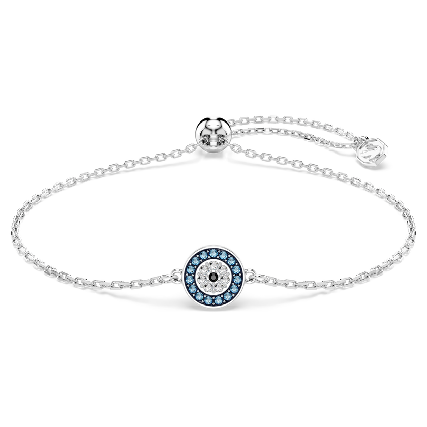 swarovski luckily bracelet  pav   eye  blue  rhodium plated