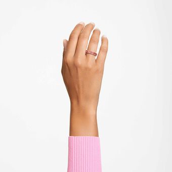 swarovski matrix ring  baguette cut  pink  rose gold tone plated