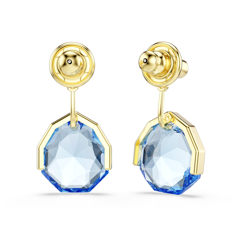 swarovski gema earring jackets  blue  gold tone plated