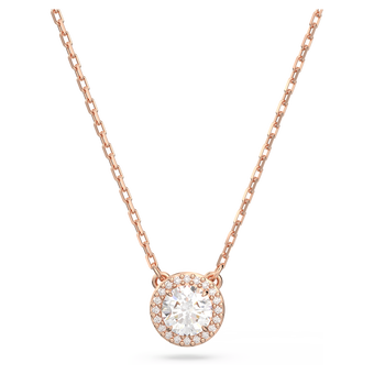 swarovski una angelic pendant round cut pav white rose gold tone plated