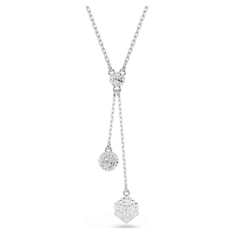 swarovski dextera y pendant round cut sphere and cube white rhodium plated