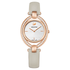 Stella Watch, Leather strap, Grey, Rose gold tone PVD