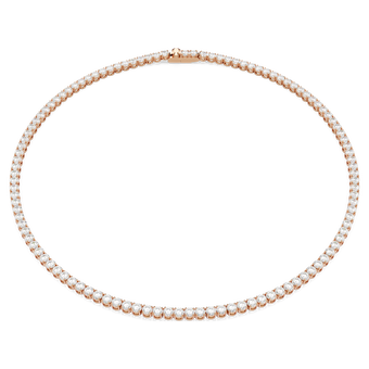 swarovski matrix tennis necklace  round cut  white  18k rose gold finish