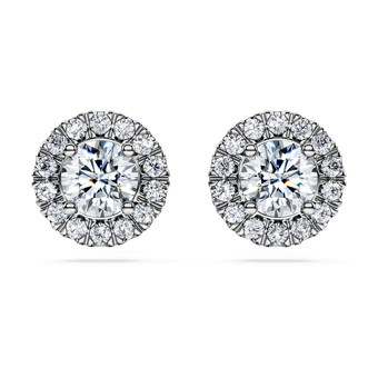 swarovski eternity stud earrings  laboratory grown diamonds 2 ct tw  18k white gold
