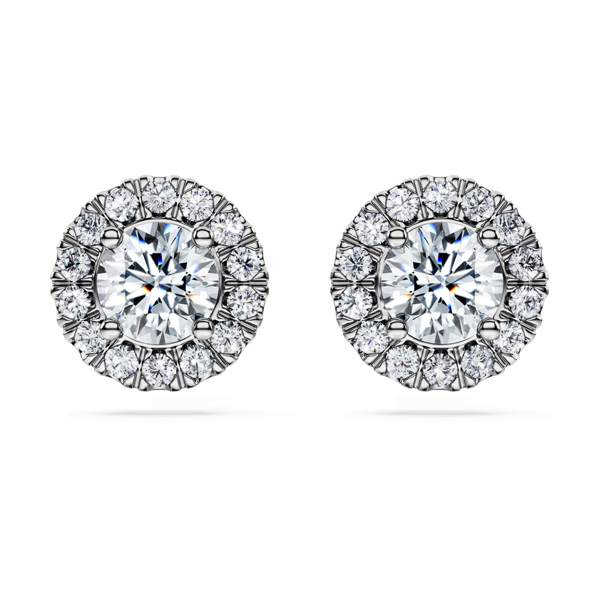 swarovski eternity stud earrings  laboratory grown diamonds 2 ct tw  18k white gold