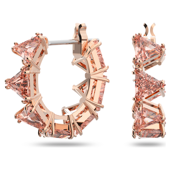 Ortyx hoop earrings, Triangle cut, Small, Pink, Rose gold-tone plated swarovski ortyx hoop earrings triangle cut small pink rose gold tone plated