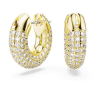 Dextera hoop earrings, Pavé, White, Gold-tone plated