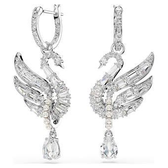 swarovski swan vienna earrings swan white rhodium plated