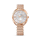 Crystalline Glam Watch, Metal Bracelet, White, Rose gold tone