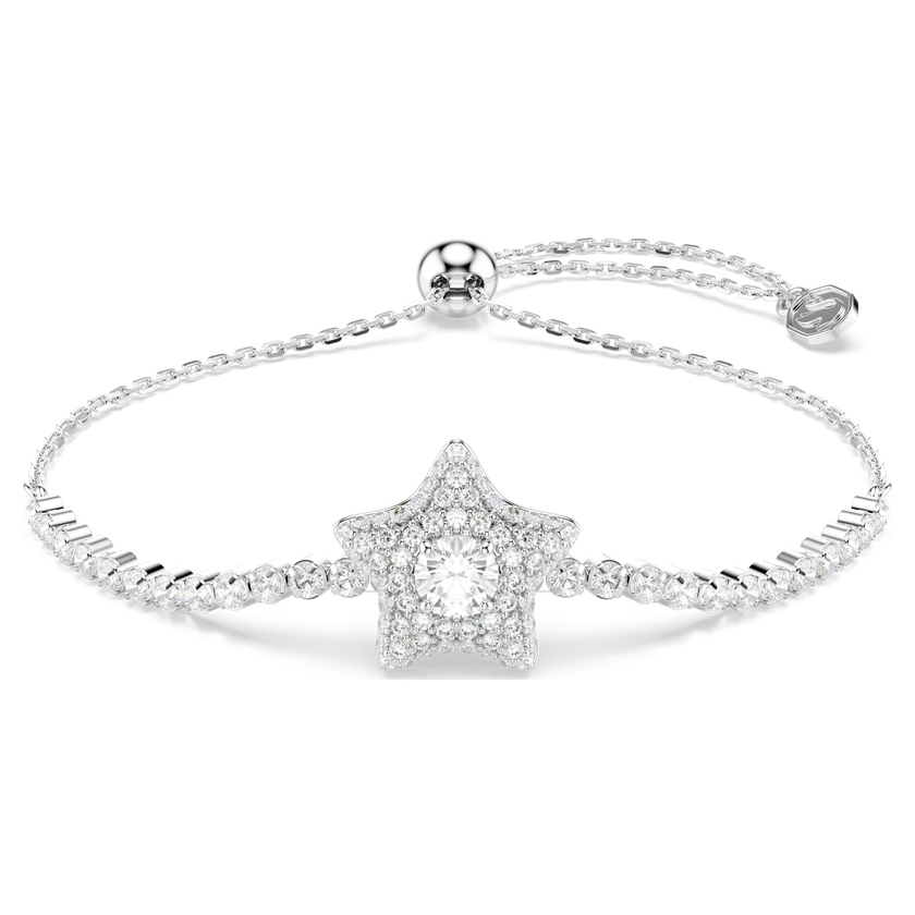 swarovski sublima bracelet  round cut  star  white  rhodium plated