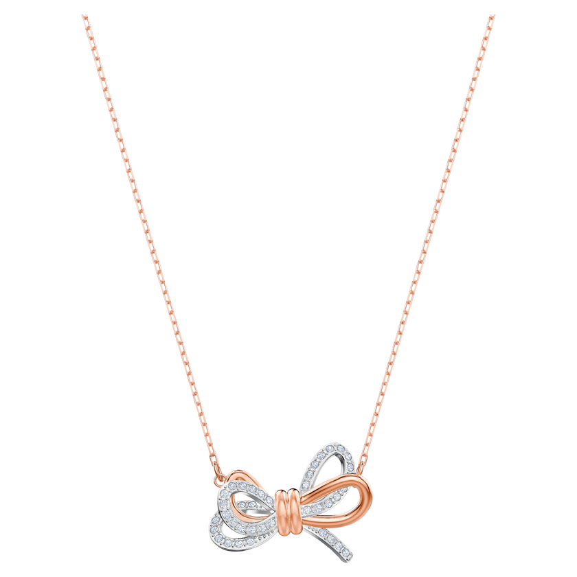 swarovski lifelong bow pendant  bow  white  mixed metal finish