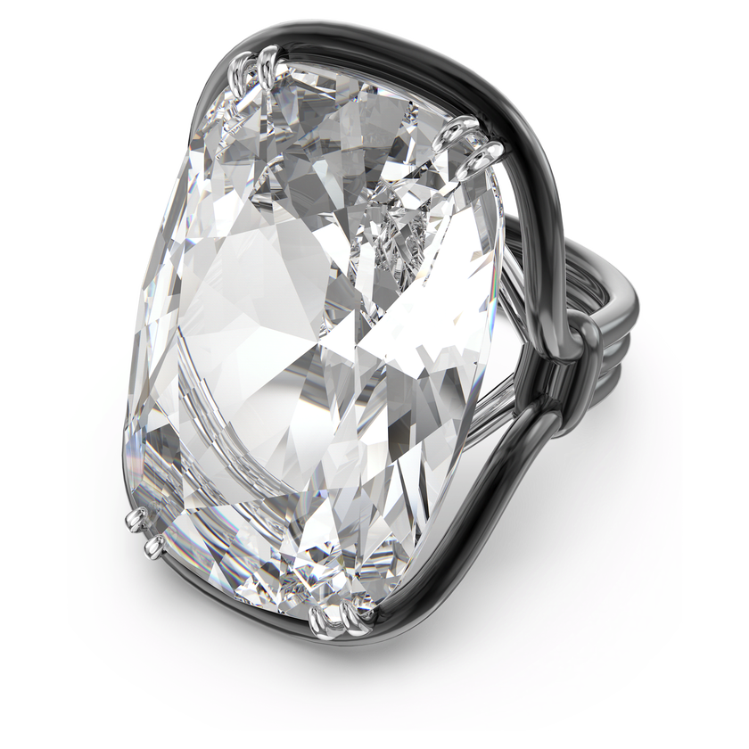 swarovski harmonia ring  oversized floating crystal  white  mixed metal finish