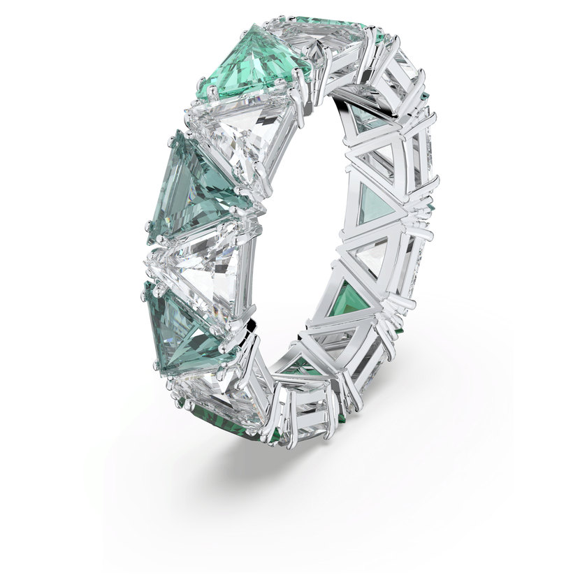 swarovski matrix cocktail ring  triangle cut  green  rhodium plated