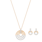 Circle Set, White, Rose-gold tone plated