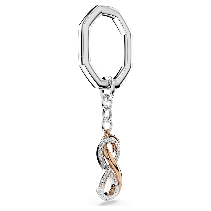 swarovski key ring  infinity  white  mixed metal finish