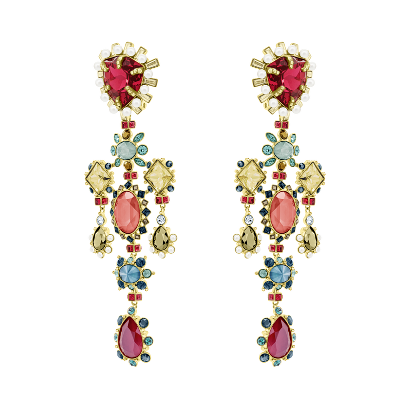 Origins Clip Earrings, Multi-colored, Gold-tone plated