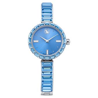 swarovski matrix bangle watch  swiss made  crystal bracelet  blue  stainless steel