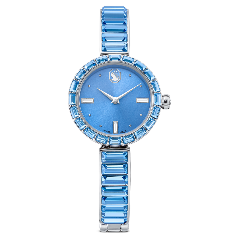 swarovski matrix bangle watch  swiss made  crystal bracelet  blue  stainless steel