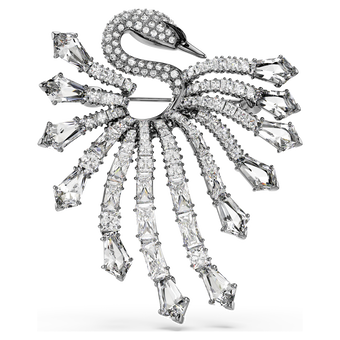 swarovski the vienna collection brooch  swan  white  ruthenium plated