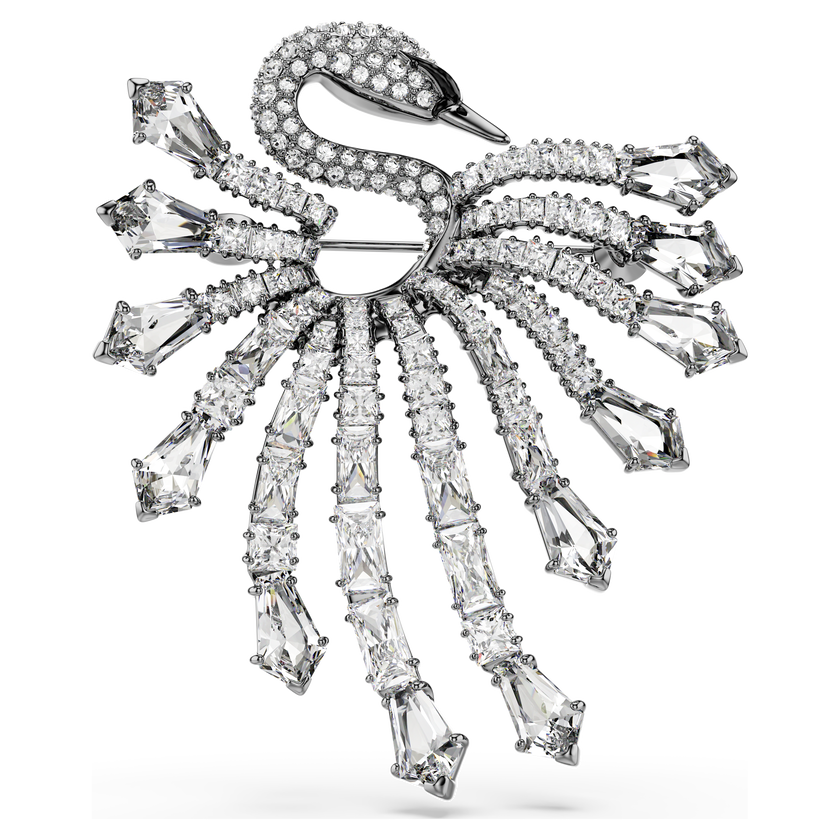 swarovski the vienna collection brooch  swan  white  ruthenium plated