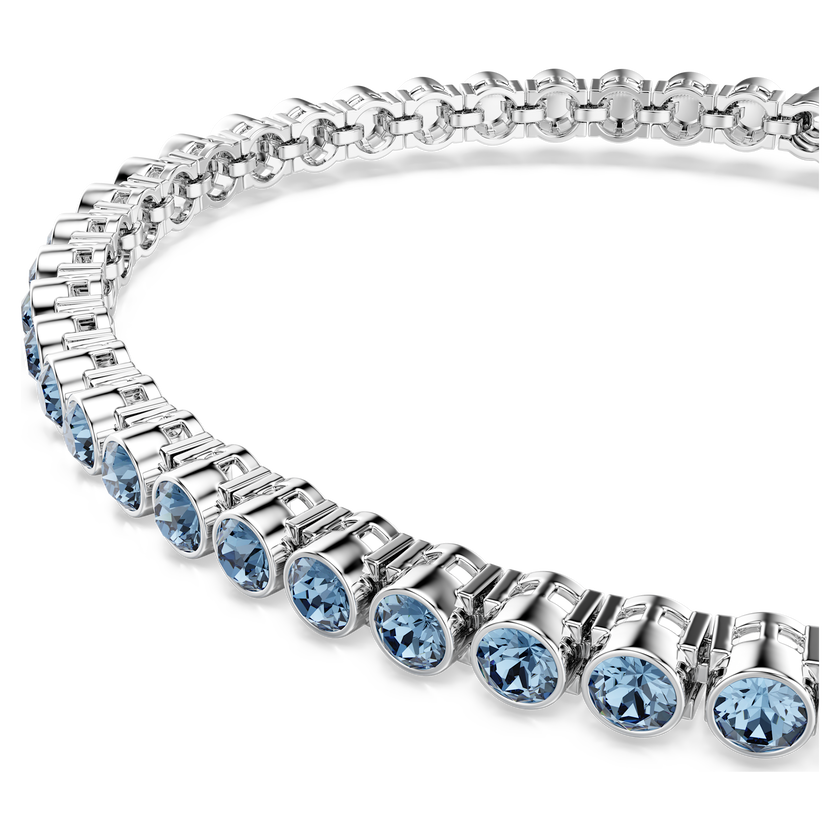 swarovski imber emily tennis bracelet  round cut  blue  rhodium plated