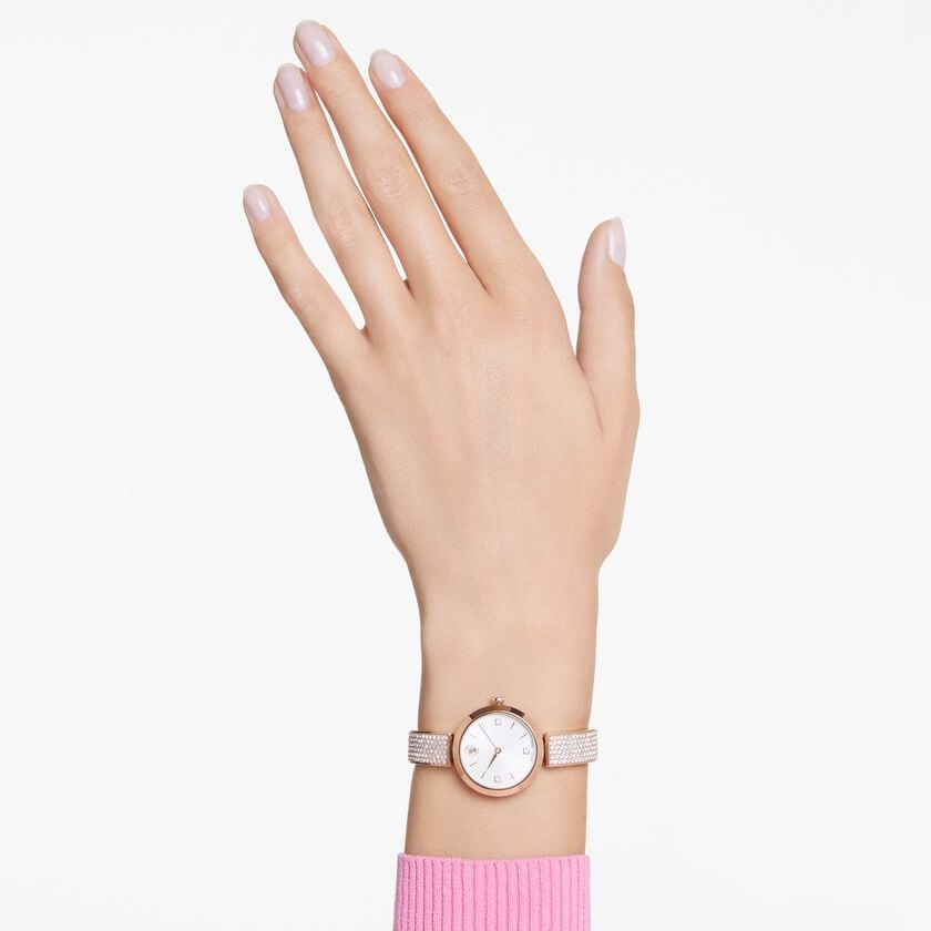 swarovski illumina watch  swiss made  metal bracelet  rose gold tone  rose gold tone finish
