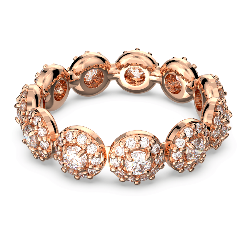 swarovski una angelic ring  round cut  white  18k rose gold finish