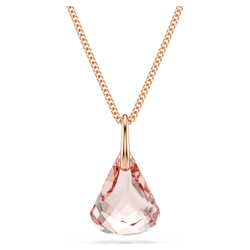 swarovski lunar drop pendant  pink  18k rose gold finish