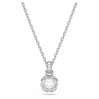 Birthstone pendant, Square cut, April, White, Rhodium plated