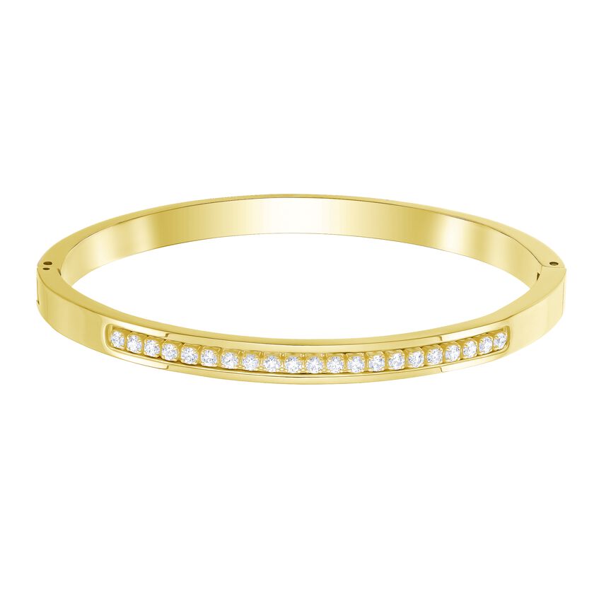 Further Thin Bangle, White, Gold-tone plated