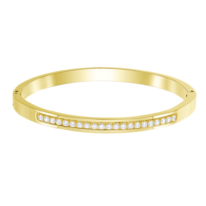 Further Thin Bangle, White, Gold-tone plated