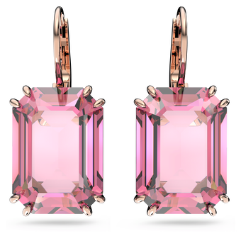 swarovski millenia earrings  octagon cut crystal  pink  rose gold tone plated