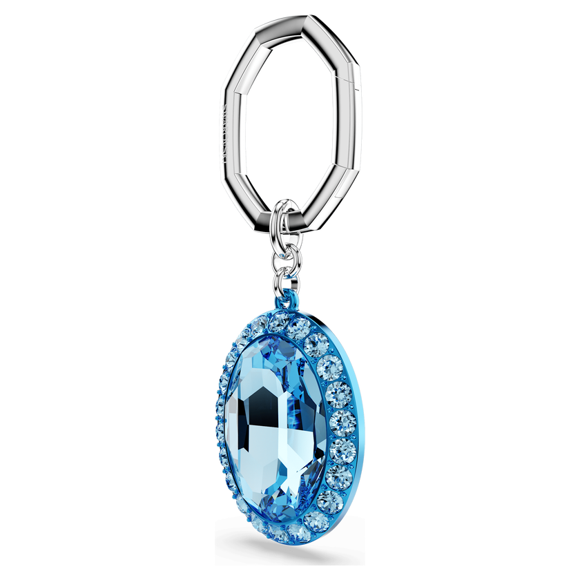 swarovski key ring  oval cut  blue  mixed metal finish
