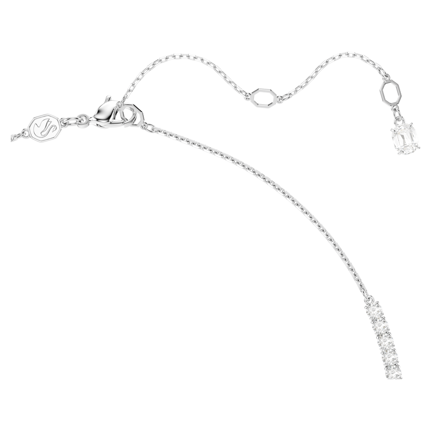 swarovski matrix y necklace  crystal pearl  round cut  white  rhodium plated