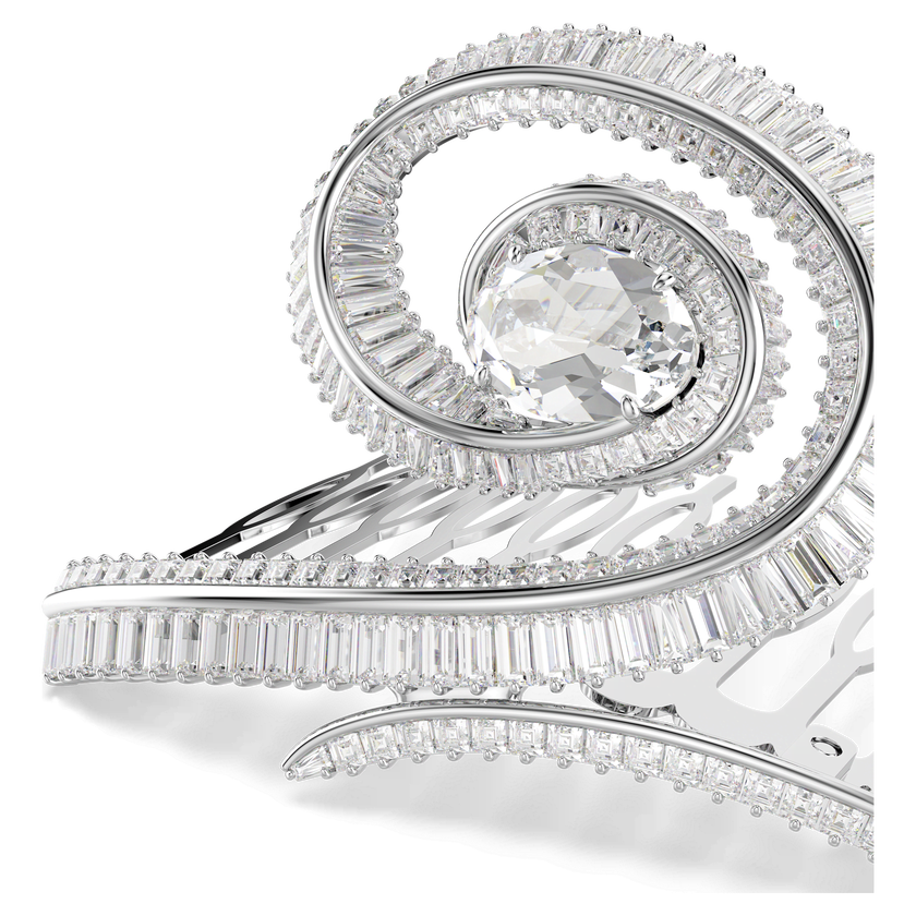 ariana grande x swarovski hair clip  crystal pearl  baguette cut  white  rhodium plated