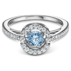 swarovski sparkling dance round ring aqua rhodium plated