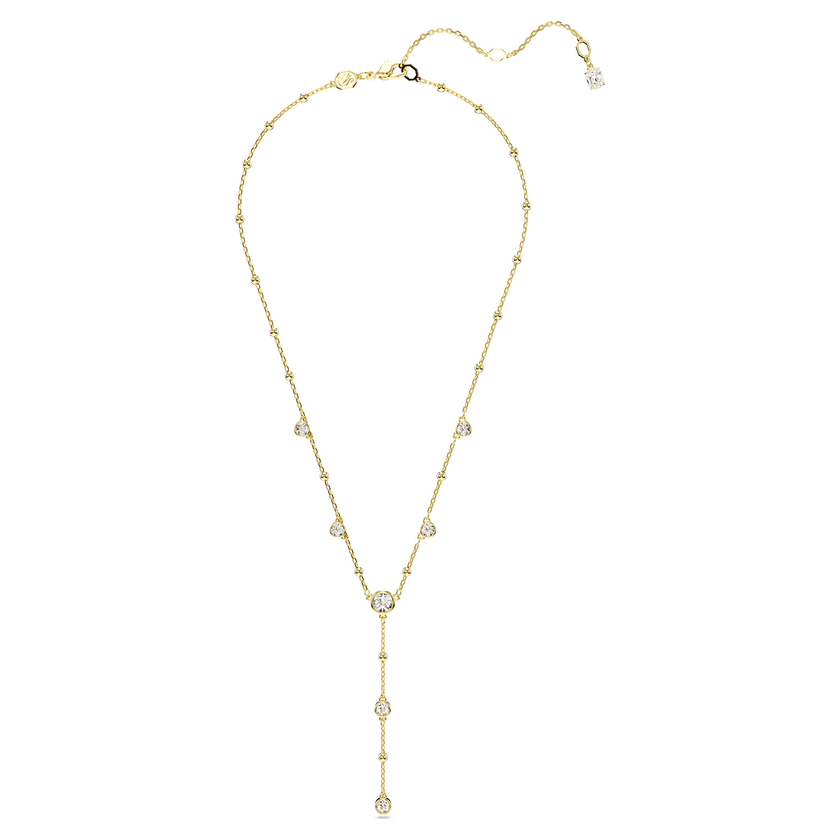swarovski imber y necklace  round cut  scattered design  white  gold tone plated