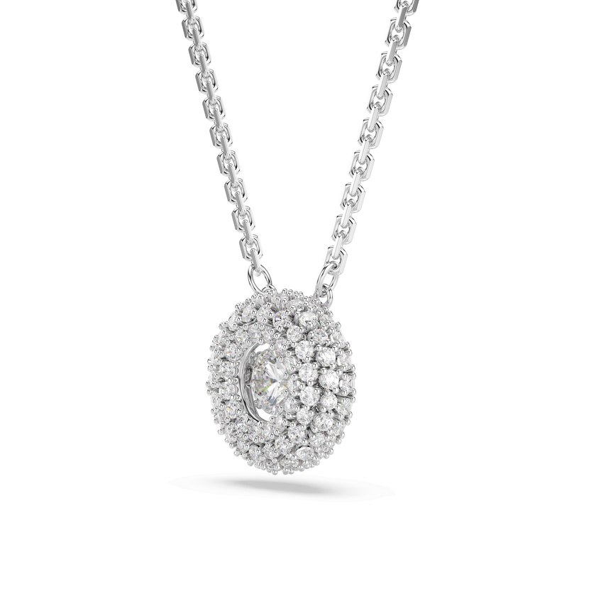 swarovski sublima pendant  round cut  white  rhodium plated