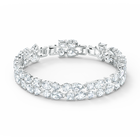 Tennis Deluxe Mixed Bracelet, White, Rhodium plated
