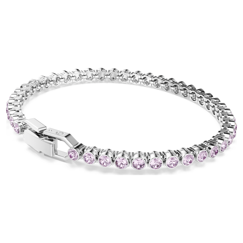 swarovski imber emily tennis bracelet  round cut  purple  rhodium plated
