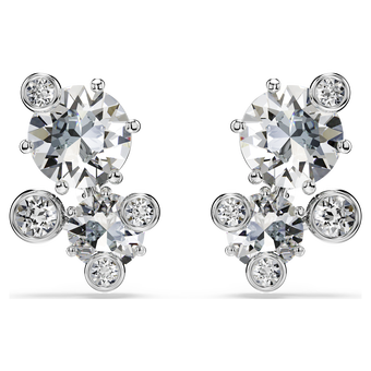 swarovski constella stud earrings round cut white rhodium plated
